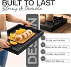 Besti Rustic Vintage Food Serving Trays (Set of 2) | Nesting Wooden Board with Metal Handles | Stylish Farmhouse Decor Serving Platters | Large: 15 x2 x11” - Small: 13 x2 x9” (Black)