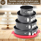 Premium Springform Pan Set - 4, 7, 9, 10 Inches Round Cake Pan set with Removable Bottom for Baking, Nonstick Coating, with Thickened Silicone Cheesecake Pan Protector