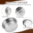 51mm Pressurized Filter Basket 2 Cups Stainless Steel for Semi-Automatic Espresso Coffee Machine, Double Layer Portafilter Perfect for Home Cappuccino Americano Baristas