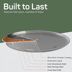 Emporio Kitchen Non-Stick Pizza Pan 1 Pack – 16 Inch Round Carbon Steel Pizza Tray with Perforated Holes, PFOAPFOSPTFE-Free, Dishwasher & Oven Safe Up To 450°F, Durable Nonstick Silver Coating