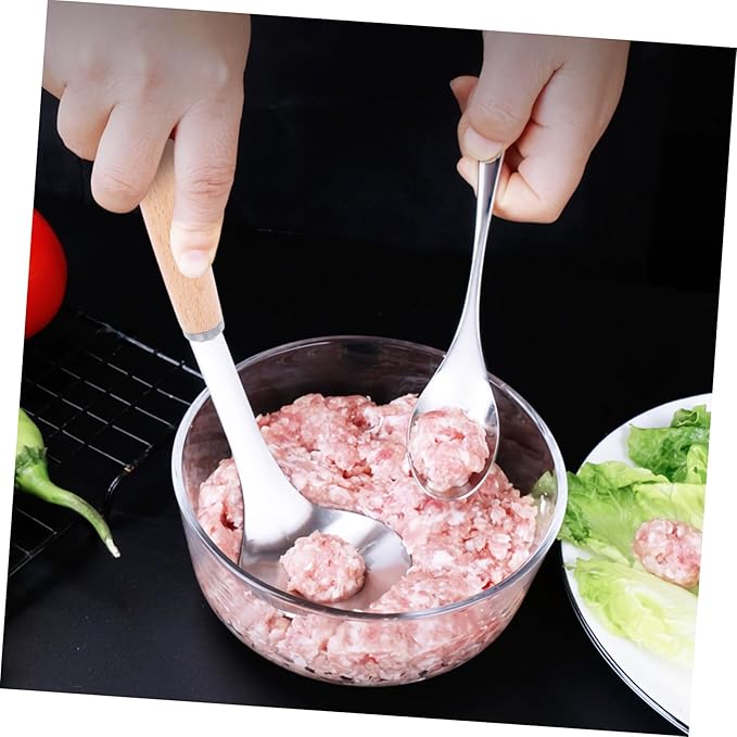 Cabilock 1Set Meatball Maker Spoon Non Stick Kitchen Gadget with Long Handle for Easy Meatball Formation Cooking Tool for Home Chefs