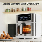 Simple Deluxe 8-in-1 Air Fryer 6.34 Qt, Digital Preset Airfryer with Visible Window, Nonstick and Dishwasher-Safe Basket, Air Fry, Chicken, Pizza, Dehydrate, Fries, 90-Min Timer, 1700W, White