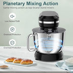 Electric Stand Mixer with 6.5QT Bowl with Handle, Kitchen Mixer with Tilting Head for Bread Dough and Cake with Dough Hook, Whisk, Splash Guard and Egg Separator (Black)