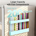 9.5” Large Acrylic Straw Holder for Cabinet Door, Reusable Adjustable Two-Part Straws Organizer with Ultra Sticky Adhesive Strips, 2026 Straw Storage for Kitchen Cupboard (Mint Blue)