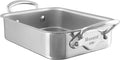 Mauviel M'Minis Stainless Steel Rectangular Roasting Pan With Stainless Steel Handles, 7 x 5-in, Made in France