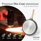 CAROTE Non Stick Frying Pan Skillet, Omelet Pan, Healthy Non Toxic Granite Chef Pan, Induction Compatible Egg Frying Pan with Heat-Resistant Handle, PFOA-Free,Black, 10"