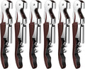 6 Pieces Professional Waiter Corkscrew Wine Openers,Wine red Wine Keys Opener Stainless Steel Hinges Serrated Foil Cutter for Restaurant Waiters, Sommelier, Bartenders (Wine red)