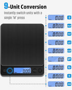 NEXT-SHINE Gram Scale 500g x 0.01g Precision, Mini Pocket Size Scales with 2 Plastic Trays LCD Display, Weighing Coffee Espresso Small Food