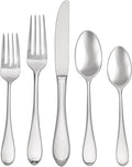 Gorham Silverware Set, Studio 45-Piece Flatware Set, Service For 8, Teardrop Handles, 18/10 Stainless Steel, Dishwasher Safe And Tarnish Resistant, Knives Spoons And Forks (Silver, 45 Piece)