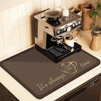 Coffee Mat for Countertops ,Coffee Bar Accessories Fit Under Coffee Maker Espresso Machine, Absorbent Hide Stain Rubber Mat for Countertop ,Dish Drying Mat for Kitchen Counter (D-Brown, 12"x19")