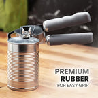 Zulay Kitchen Heavy Duty Stainless Steel Can Opener Manual with Bottle Opener - Rust Proof Manual Can Opener With Turn Knob & Comfy Soft Grip Handles - Gray