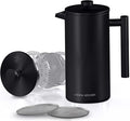 Utopia Kitchen 304 Grade Stainless Steel French Press Coffee Maker 17 Oz, Double Wall Insulated Coffee Press with 4-Level Filtration system, Include 2 Extra Filters, Rust-Free, Black