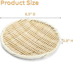 Bamboo Basket Colander, 8.3" Round Small Bamboo Sieve Washing Strainer, Hand Weave Plate Holder for Kitchen, Wicker Pantry Storage Tray for Fruit Vegetable Bread Snack Zaru