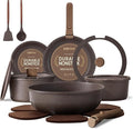 CAROTE 17PCS Pots and Pans Set Non Stick with Detachable Handle, Nonstick Cookware Sets, Cooking Kitchen Set, Oven/Dishwasher Safe, Induction Cookware, Brown, RV Kitchen Pot and Pan