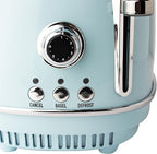 Haden Heritage 2 Slice Wide Slot Stainless Steel Toaster with Adjustable Browning Control & Non-Slip Feet, Turquoise & Chrome