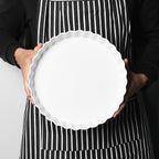 ONTUBE Pie Pans 11 Inches Ceramic Quiche Pans, Round Pie Tins for Baking,Oven Saf (White, 11" x 1 Pieces)