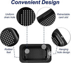 Extendable Sink Colander Strainer Basket - Wash Vegetables and Fruits, Drain Cooked Pasta and Dry Dishes - Adjustable Over the Sink Colander Collapsible Drainer Basket - Black