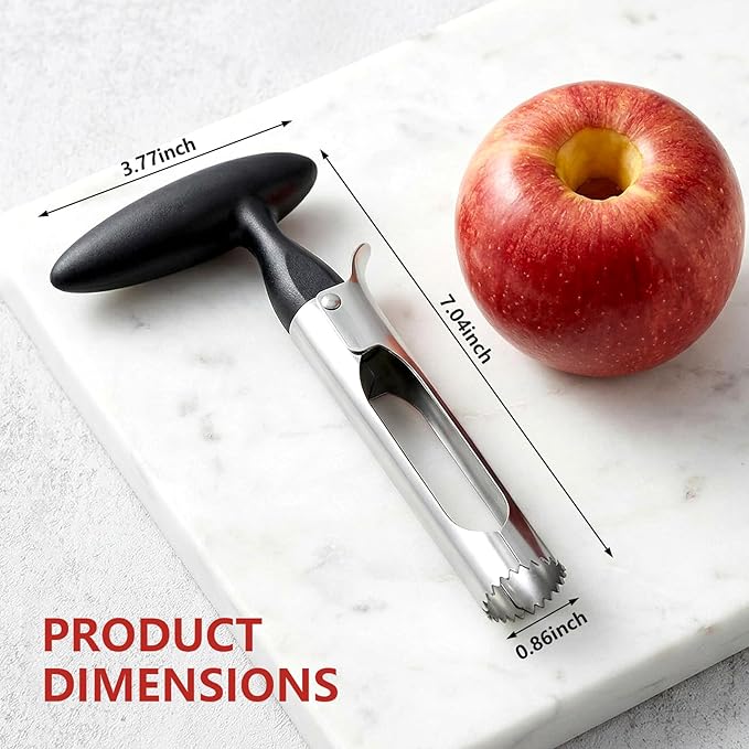 Apple Corer Tool, Stainless Steel Apple Corer Remover, Apple Core Remover, 2-in-1 Apple Corer and Slicer with Easy Push Core Release, Ergonomic Non-Slip Handle, Dishwasher Safe