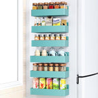 Mystozer Magnetic Spice Rack for Refrigerator, Kitchen Organizer and Storage Shelf, Blue (6 Pack)…