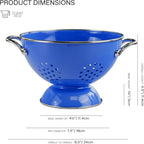 Reston Lloyd, 1.5 Quart Powder Coated Steel Kitchen Strainer Basket for draining Pasta, Vegetable and Fruit, Chrome Handles and Wide Stable Base, Azure