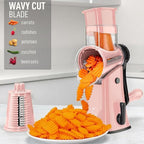 Zulay Kitchen Rotary Cheese Grater 5 Blade Cheese Shredder - Manual Hand Crank Cheese Grater With Reinforced Suction & 5 Interchangeable Drums - Easy to Use, Vegetable Chopper Round Mandoline Slicer
