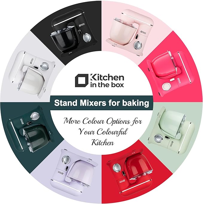 Kitchen in the box Stand Mixer, 5QT+4.5QT Two bowls Electric Food Mixer, 10 Speeds 3-IN-1 Kitchen Mixer for Daily Use with Egg Whisk,Dough Hook,Flat Beater (Frost White, 5QT)