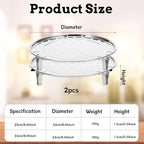 Steamer Basket for Pot, 2PCS 8.7 Inch Round Food Steamers Insert Stainless Steel Steaming Basket Multi-function Steamer Rack Tray with Removable Stand for Vegetable, Dumplings, Fish, Seafood Cooking