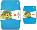 Liflicon Thick Silicone Cutting Boards for Kitchen Silicone Chopping Boards/Mats Set of 2 Extra Large14.6''x10.43'', Mini 9.1”x7.1” Non-slip Deep Drip Juice Groove, Dishwasher Safe-Blue