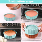 HUAKENER 2 Pcs Charlotte Cake Pan, 8 Inch Round Cake Pan, Nonstick Silicone Cake Molds for Cheese Cake, Chocolate Cake, Rainbow Cakes, Strawberry Shortcake, Brownie Tart Pie, Bule and Pink