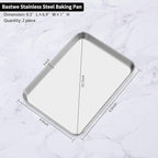 Baking Sheets 2 Pieces, Bastwe Stainless Steel Baking Pan Tray Cookie Sheet, Rectangle Size 9 X 7 X 1 inch, Healthy & Non Toxic, Rust Free & Mirror Finish, Easy Clean & Dishwasher Safe
