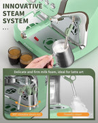 Amaste Espresso Machine with Grinder, 15 Bar Espresso Machine with Steam Wand for Latte and Cappuccino, 68Oz Water Tank, Pre-Infuse Brewing, Espresso Coffee Maker for Home Use, Barista Kit, Green