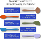 GIR: Get It Right 5 Piece Silicone Ultimate Kitchen Utensils Set - Ladle, Spatula, Flip, Spoon & Spoonula - Non-Toxic Cooking Utensils for Nonstick Cookware, Cooking and Baking - Mediterranean