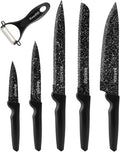 Knife Set, 6 Pieces Kitchen Knives Set with Anti-Rust Coating & Ergonomic Handles, Lightweight, Dishwasher Safe stainless steel Knife, Gift for Kitchen Enthusiasts, Family Chef(Beauty handle)