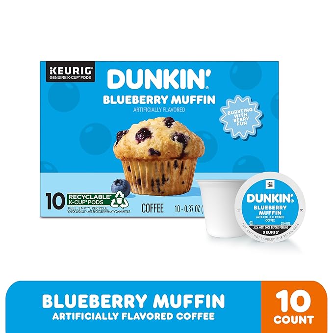 Dunkin' Blueberry Muffin Flavored Coffee, 10 Keurig K-Cup Pods
