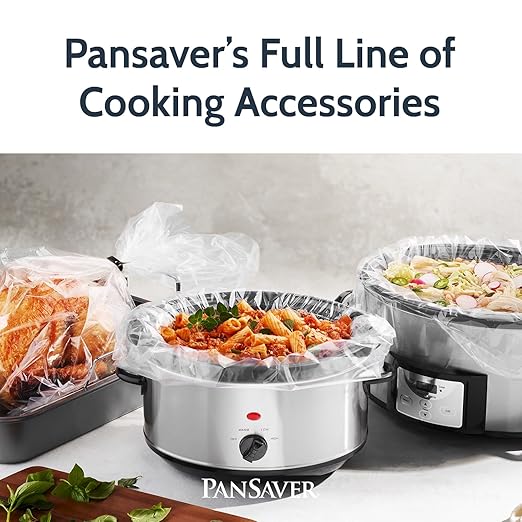 PanSaver Low Temperature Liners for Easy Clean Up - Disposable Buffet Pan Liners, Ovenable up to 220F - Clear (6 & 7 Quart Round - 15 x 15 IN)