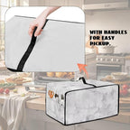 Marble Print Toaster Oven Protective Cover for Kitchen Counter, Heat-resistant Dust-proof Microwave Oven Air Fryer Cover with Storage Pockets (Small-14.5 * 18.46 * 9 inches)