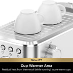 CHULUX Slim Espresso Machine with Milk Frother, 20 Bar Professional Italian Pump Espresso Coffee Machine for Home Cappuccino & Latte Maker, Stainless Steel, Silver