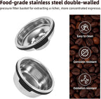 2pcs Single & Double Cup Coffee Filter Basket for Ninja Luxe Cafe ES601 & ES701, Stainless Steel Pressurized Portafilter Basket with Dual Layer Design for Ninja Luxe Cafe