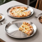 AWTBDP Pizza Pan 10 Inch Set of 2 for Oven, Non-Stick Stainless Steel Pizza Steel, Durable Non-Toxic Round Pizza Pans for Cookie Pizza Pie Cake, Dishwasher Safe & Easy Clean