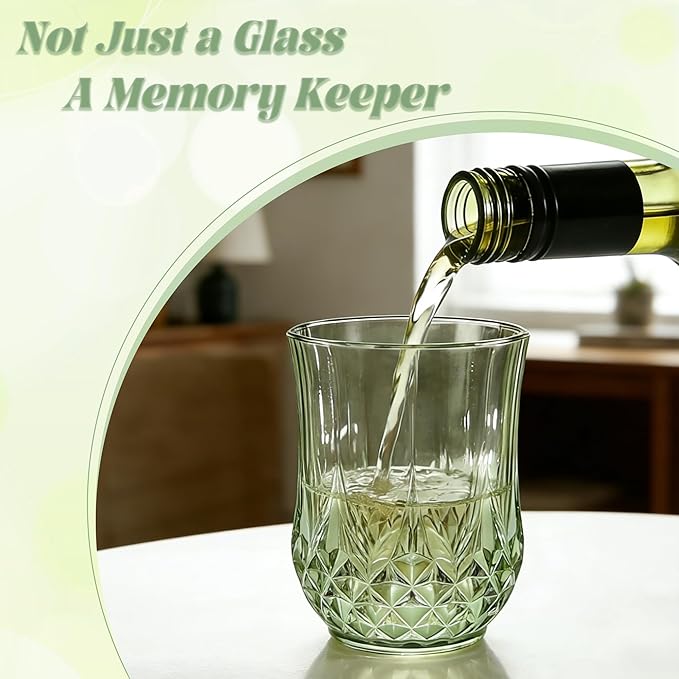 40 Pack Plastic Stemless Wine Glasses,12oz Unbreakable Vintage Elegant Drinking Glass Set,Reusable Fancy Cocktail Cups for Party, Wedding, and Bulk Events (40, 12oz-Sage Green)