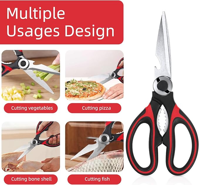 Kitchen Scissor For General Use 2-Packs,Heavy Duty Kitchen Raptor Meat Shears,Dishwasher Safe Cooking Scissors,Stainless Steel Multi-function Scissors For Food,Chicken,Poultry,Fish,Herbs