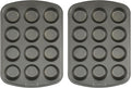 GoodCook Nonstick Steel 12-Cup Muffin Pan, Gray, Set of 2