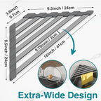 COOL-ANGLE Corner Sink Drying Rack, 16"x9.5" Rust-Proof Aluminum Triangular Dish Drainer, Heat Resistant Roll Up Mat for Kitchen Counter, Sponge Holder & Organizer with Non-Slip Silicone Base, Gray