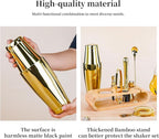Cocktail Shaker Set Stainless Steel Shakers Bartending kit Bar Kits Bar Tool Sets for Professional Bartender and Home (Gold, 10-Pcs Boston Shaker)