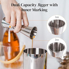 X Home Bartender Kit with Stand, Cocktail Shaker Set for Enthusiasts and Beginners | Includes Martini Shaker, Easy-to-Measure Jigger, Hawthorne Strainer, Mixing Spoon and More, Bartender Kit Gifts