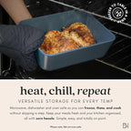 Ceramic Coated Glass Food Storage Container | No PTFE, PFOA, PFAS, and BPA | Reusable Non Toxic Meal Prep Container with Glass Lid | Easy To Store | 3 Cup Rectangle [Dusk]