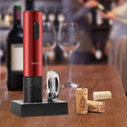 Secura Electric Wine Opener, Automatic Electric Wine Bottle Corkscrew Opener with Foil Cutter, Rechargeable (Red)