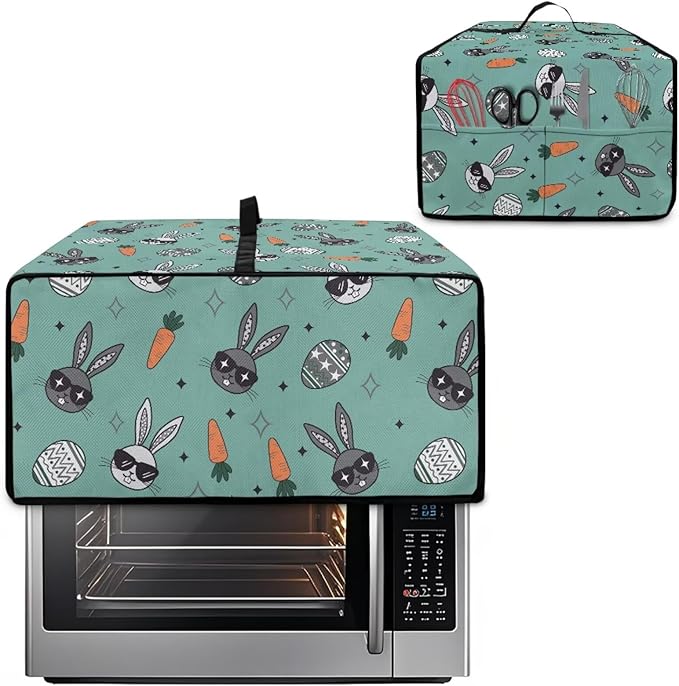 Easter Egg Bunny Carrot Print Toaster Oven Dust Cover Compatible with Most Toasters Ovens, Easter Decor Dust-proof Protector for Kitchen Small Appliance, (Large-18.5*22.5*12.99 inches)