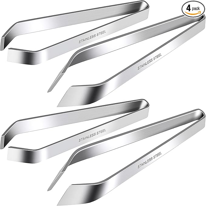 ZAUGONTW Fish Bone Tweezers, Professional Stainless Steel Flat and Slant Pliers Set for Kitchen Salmon Trout, 2 SET