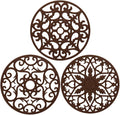 ME.FAN Trivets for Dishes/Pots/Pans, 3 Pcs Silicone Mats, Flexible/Durable/Non Slip Hot Pads to Protect Table and Counter Top (Coffee)